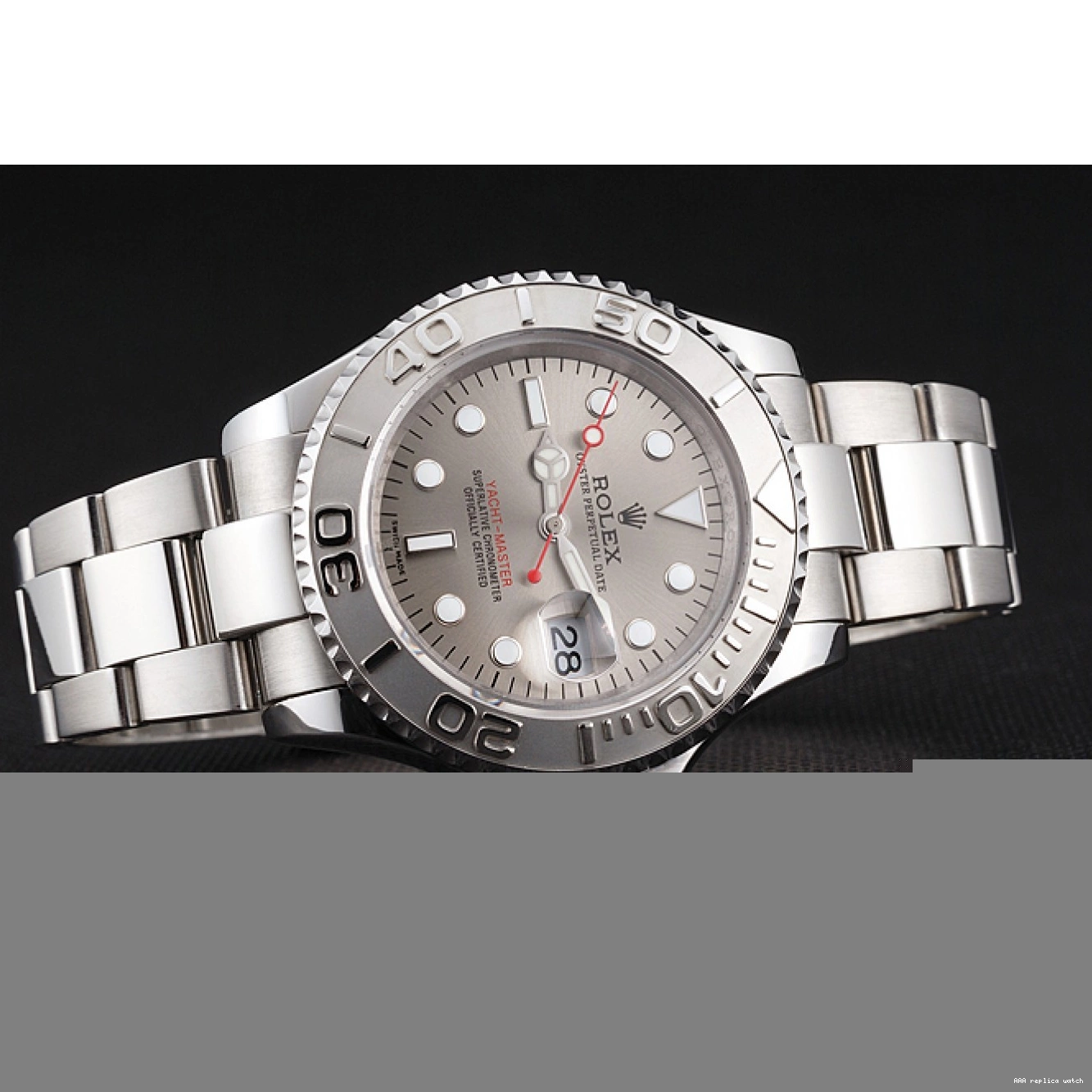 Rolex aaa copy Swiss Bracelet And Rolex Case Dial Steel Gray Stainless Yacht-Master 0730